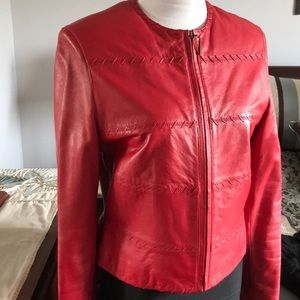 Red leather jacket